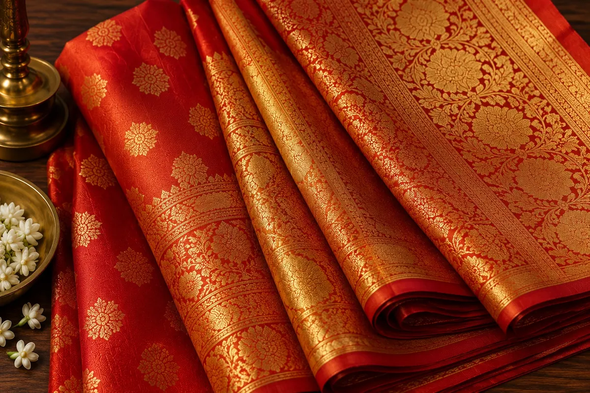 Old brocade silk sarees with zari woven across the body