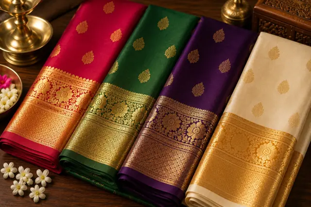 Silk sarees with pure zari borders